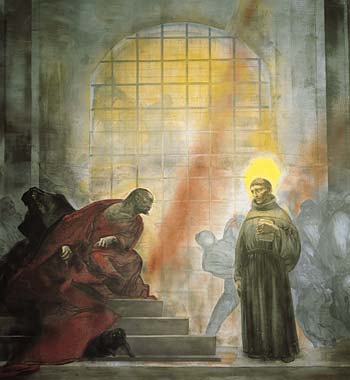 Annigoni Saint Anthony meets the tyrant Ezzelino da Romano