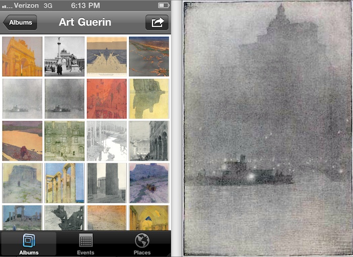 iPhone screenshots, art of Jules Guerin