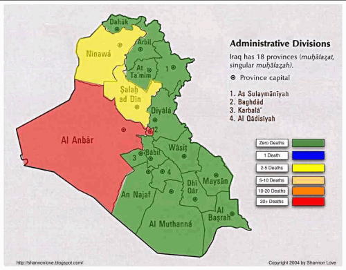 Iraq, deaths per province