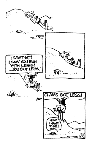 Johnny Hart cartoon "Clams Got Legs"