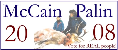 McCain/Palin sign with caribou